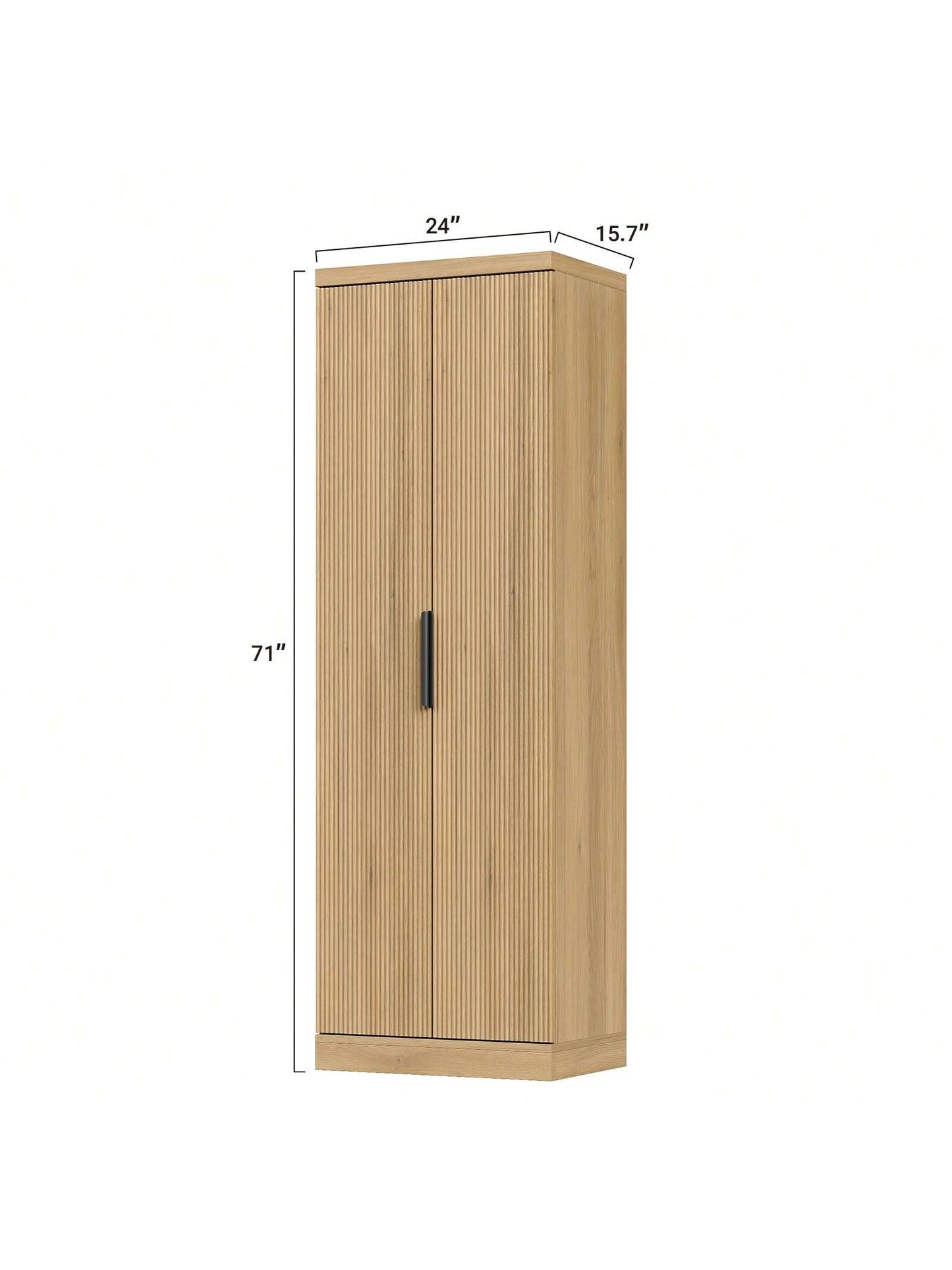 Yanosaku 71'' Tall Storage Cabinet with 2 Doors, Kitchen Pantry Cabinet with Adjustable Shelves, 5-Tier Fluted Cabinet for Living Room Kitchen Dinning Room