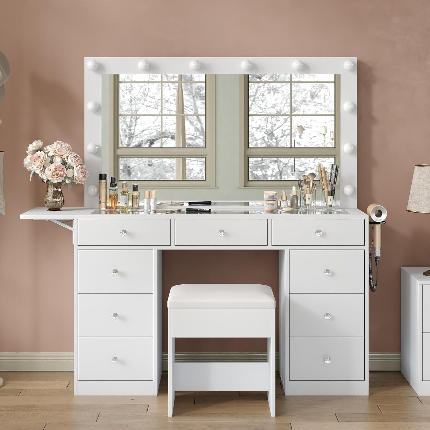 Makeup Vanity Desks, LED Mirror Vanities & Bedroom Storage | Vektaya