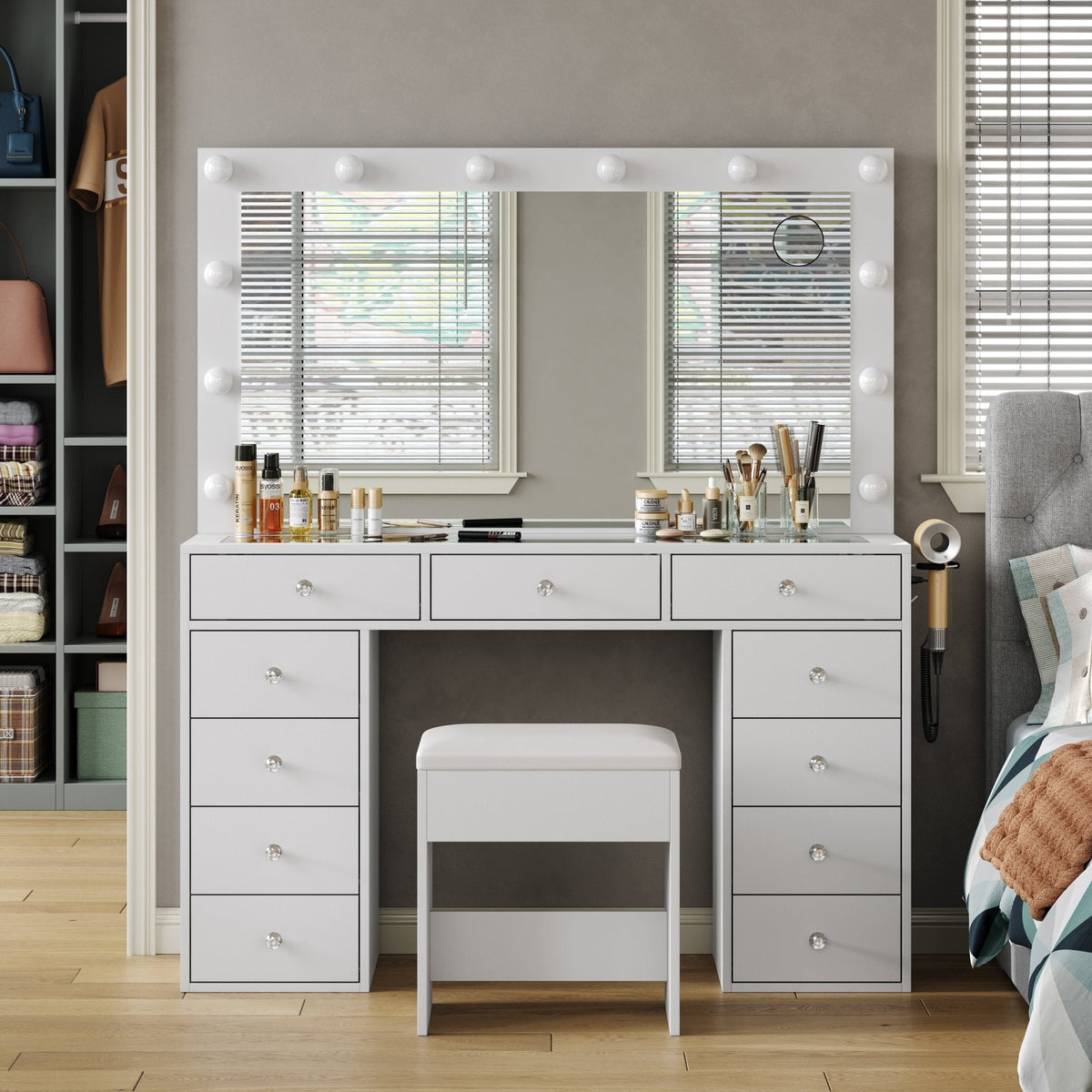 ✨ Best Makeup Vanity with 💡 Hollywood Style LED Lights – A Perfect Choice for Your Beauty Space 🎀 - Vektaya