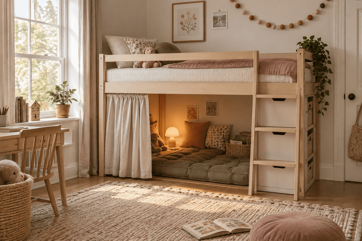 Low Loft Bed vs. Bunk Bed for One Child - Yanosaku