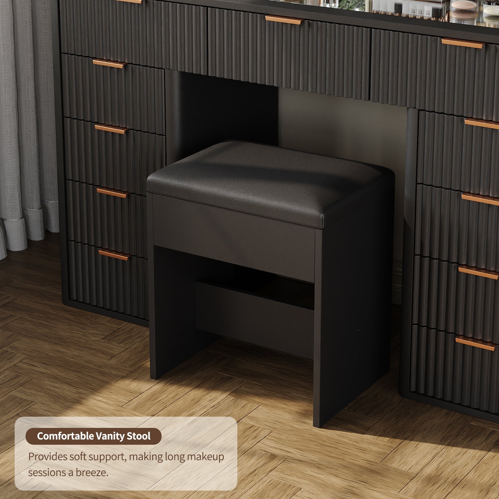 11-Drawer LED Mirror Vanity Desk - Vektaya - VektayaDesk