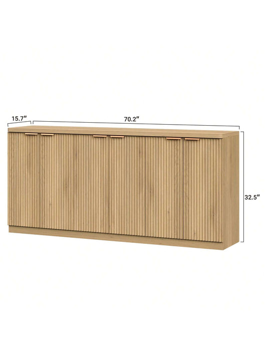 Buffet Cabinet with Storage Accent Sideboard Modern Credenza with Doors & Shelves Fluted Media Console Mid Century Coffee Bar Table for Living Room Kitchen Dining Room Hallway