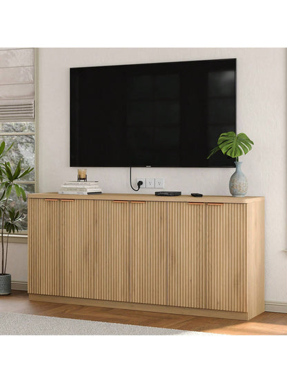 Buffet Cabinet with Storage Accent Sideboard Modern Credenza with Doors & Shelves Fluted Media Console Mid Century Coffee Bar Table for Living Room Kitchen Dining Room Hallway