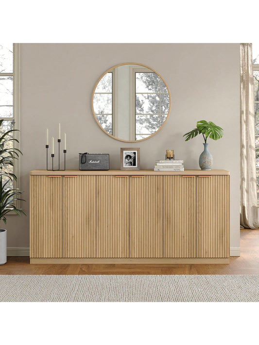 Buffet Cabinet with Storage Accent Sideboard Modern Credenza with Doors & Shelves Fluted Media Console Mid Century Coffee Bar Table for Living Room Kitchen Dining Room Hallway