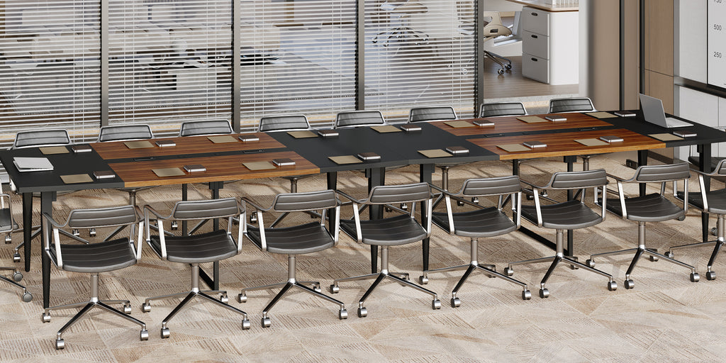 8FT Conference Table with Power Hubs, Large Meeting Table for 8-10 People-Yanosaku