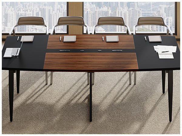 8FT Conference Table with Power Hubs, Large Meeting Table for 8-10 People-Yanosaku