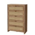 48'' Tall Dresser for Bedroom, Rattan Dresser with 5 Drawers, Boho Chest of Drawers- Vektaya - VektayaDresserDS015-NR