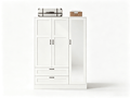 5-in-1 Armoire Wardrobe Closet with Full Length Acrylic Mirror & 2 Drawers, White - Vektaya - VektayaStorage CabinetYG001-WH