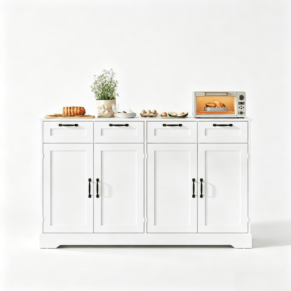 58.7 Inch Sideboard Buffet Cabinet - Vektaya - VektayaFurnitureSC021-WH