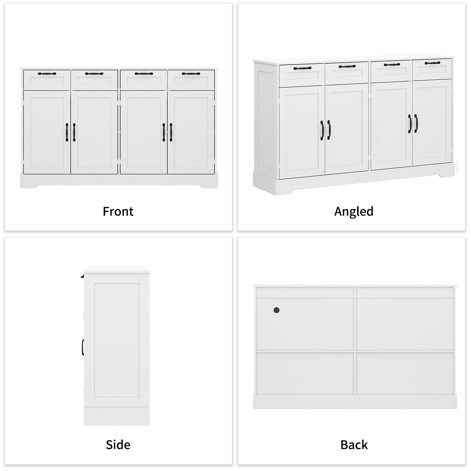 58.7 Inch Sideboard Buffet Cabinet - Vektaya - VektayaFurnitureSC021-WH