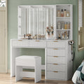 7-Drawer LED Mirror Vanity Desk - Vektaya - VektayaDeskUS-VD013-WH