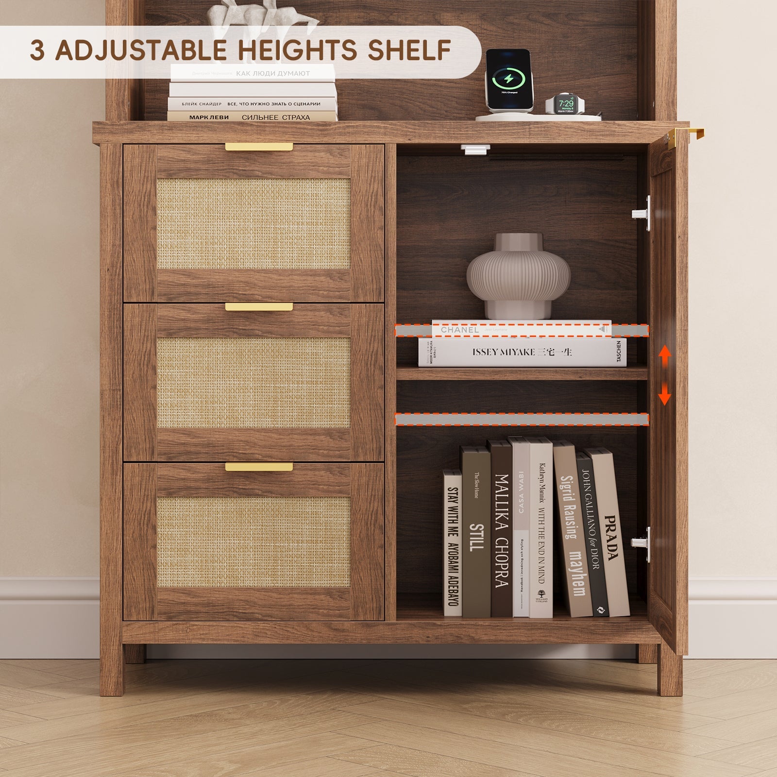 71'' Tall Tall Bookshelf with 3 Drawers - Vektaya - VektayaStorage Cabinet