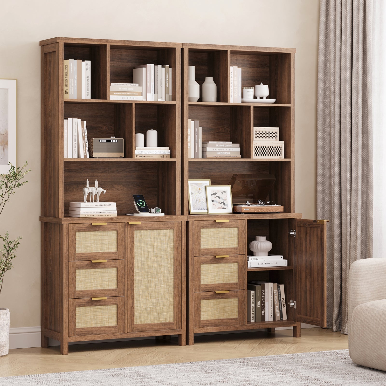 71'' Tall Tall Bookshelf with 3 Drawers - Vektaya - VektayaStorage Cabinet