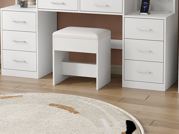 8-Drawer LED Mirror Vanity Desk - Vektaya - VektayaDesk