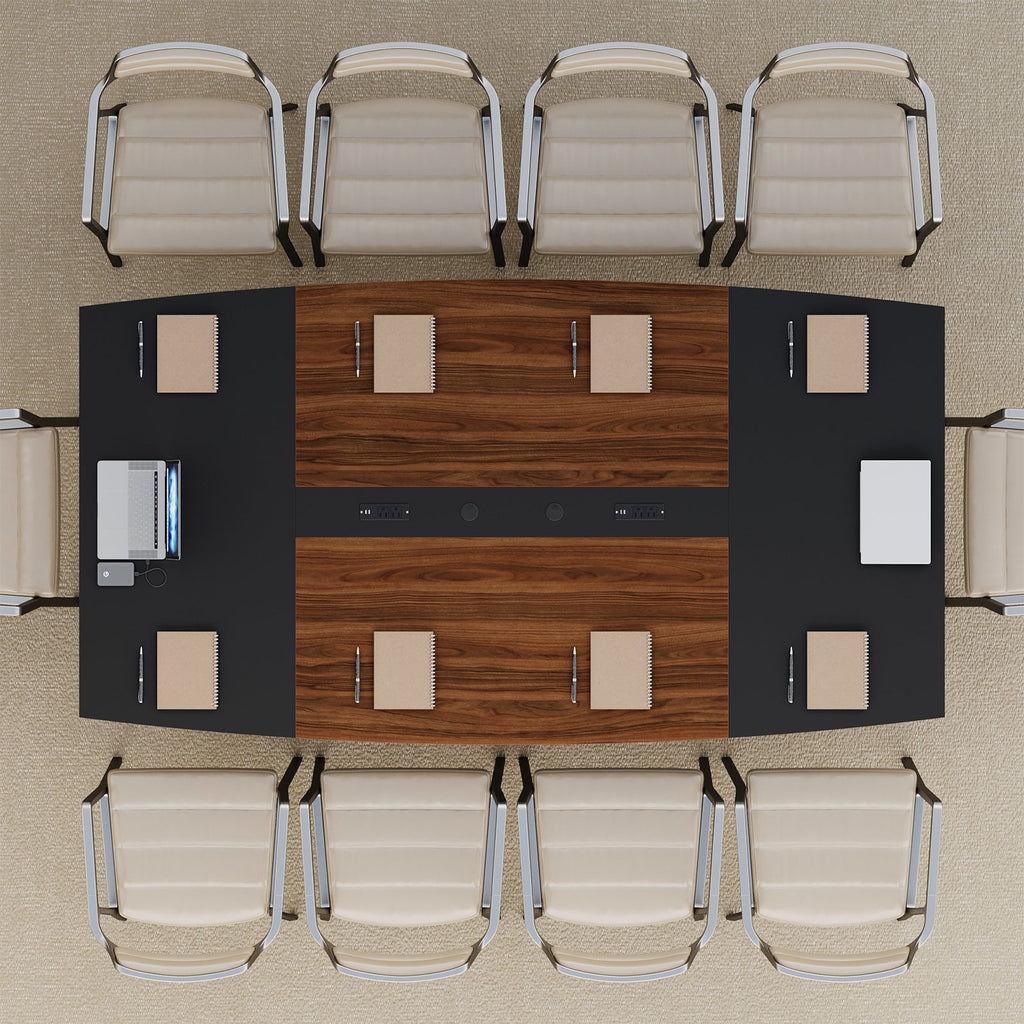 8FT Conference Table with Power Hubs, Large Meeting Table for 8-10 People- Vektaya - VektayaTableDT006-BR