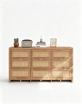9 Drawers Dresser for Bedroom, 57” Rattan Dresser with Ample Storage, - VektayaDresserDS012