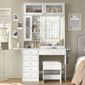 LED Mirror Vanity Desk with Stool White - Yanosaku - YanosakuDeskVD022-WH-EU