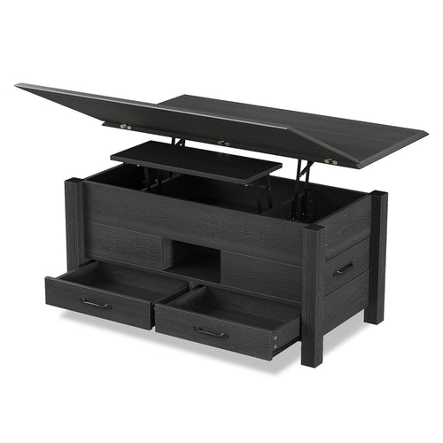 Lift Top Coffee Table, 39.4" Multi-Function Convertible Coffee Table with 4 Storage Drawers & Hidden Compartment- Vektaya - VektayaDeskCT003