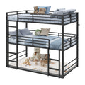 Twin Over Twin Over Twin Triple Bunk Bed, Black Metal Bunk Bed Frame with Full-Length Guardrails & Ladders, Heavy-Duty Space-Saving Triple Bed, No Box Spring Needed - YanosakuUS-BF029-BK-T
