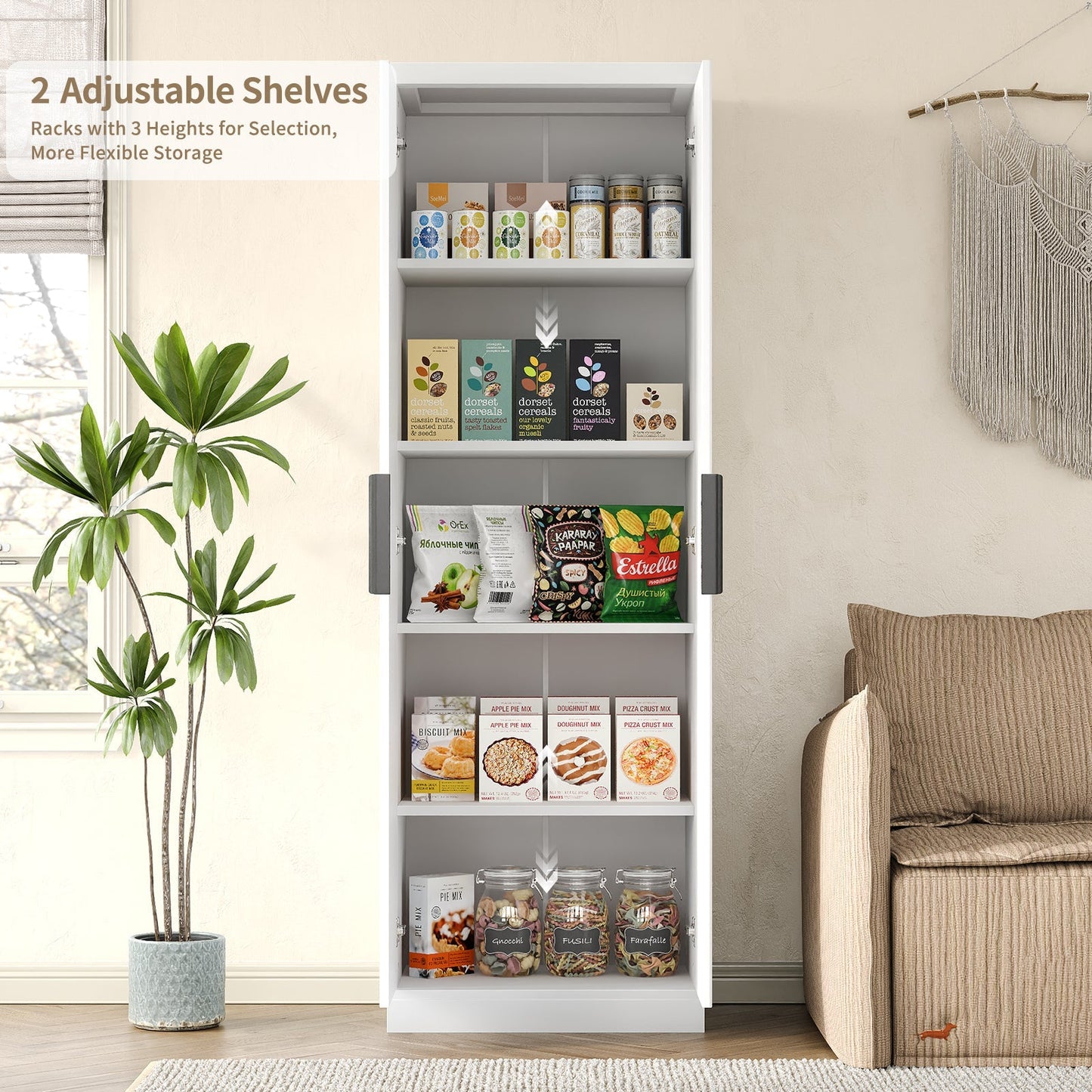 Yanosaku SC002 71'' Tall Storage Cabinet, 5 - Tier Fluted - Yanosaku SotreFurnitureSC004