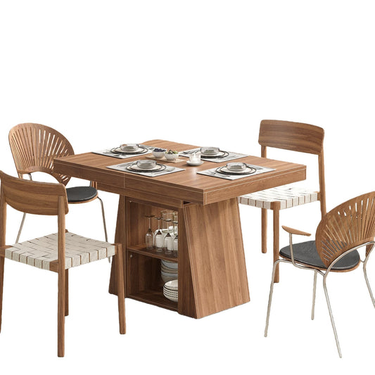 Vektaya DT005 - WA 43.3"–59" Extendable Dining Table with Storage, Rectangular Table - VektayaFurnitureDT005-WA