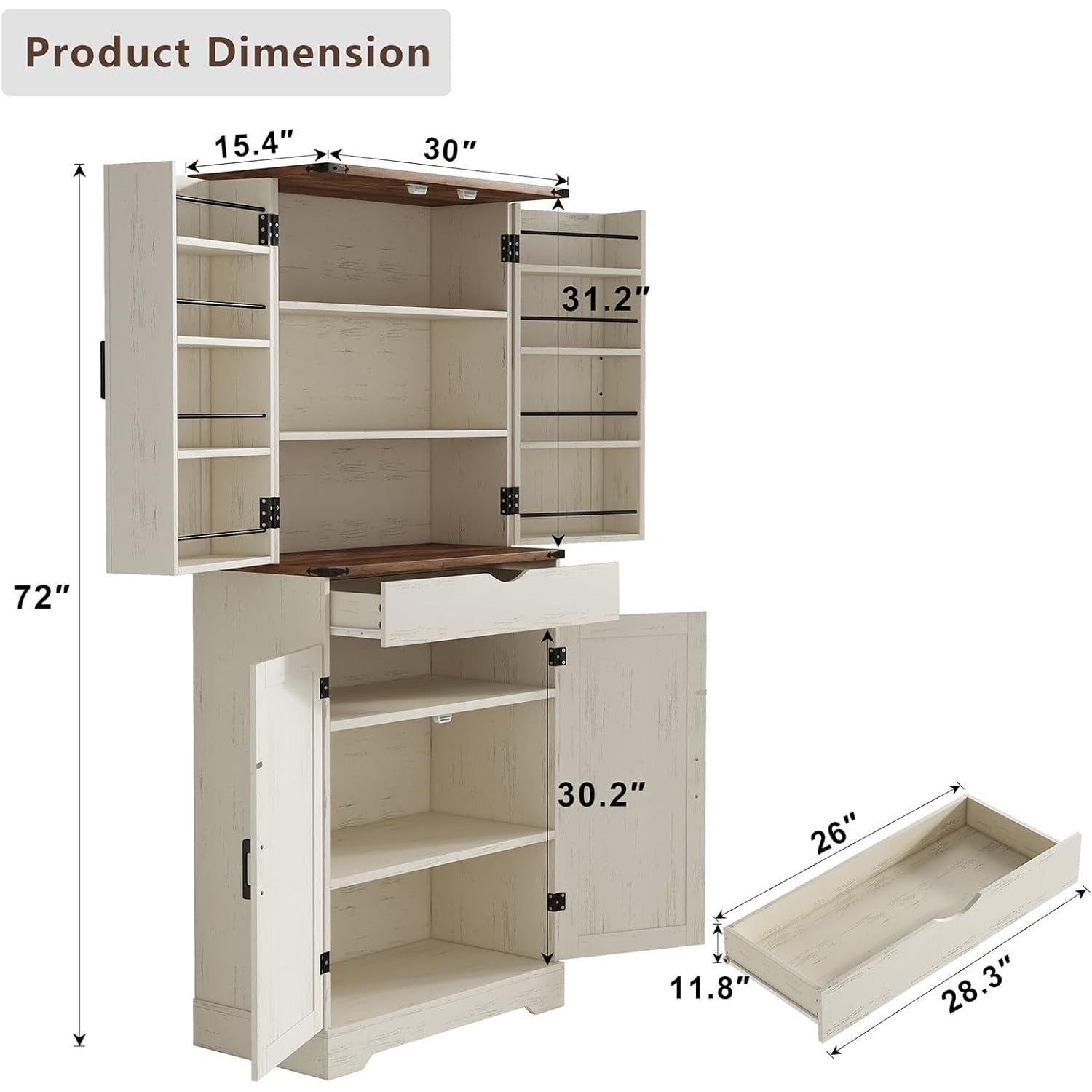 72'' Tall Kitchen Storage Pantry Cabinet