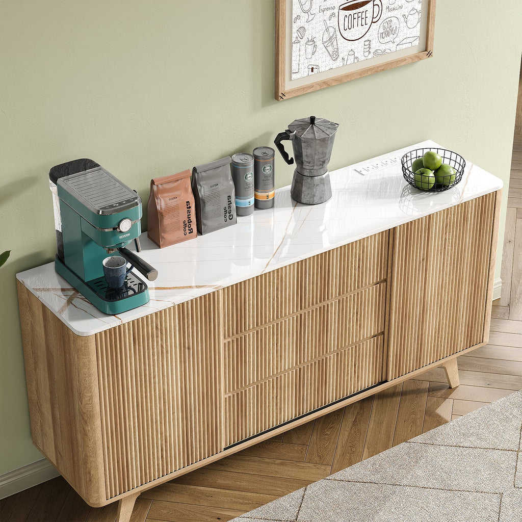 62" Buffet Cabinet Fluted