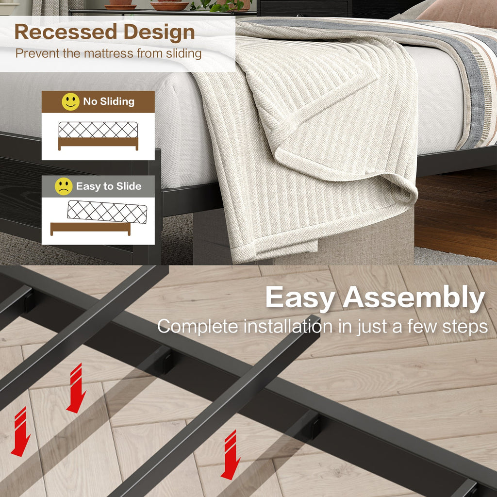 Twin LED Bed Frame with LED, USB Charging, No Box Spring Needed