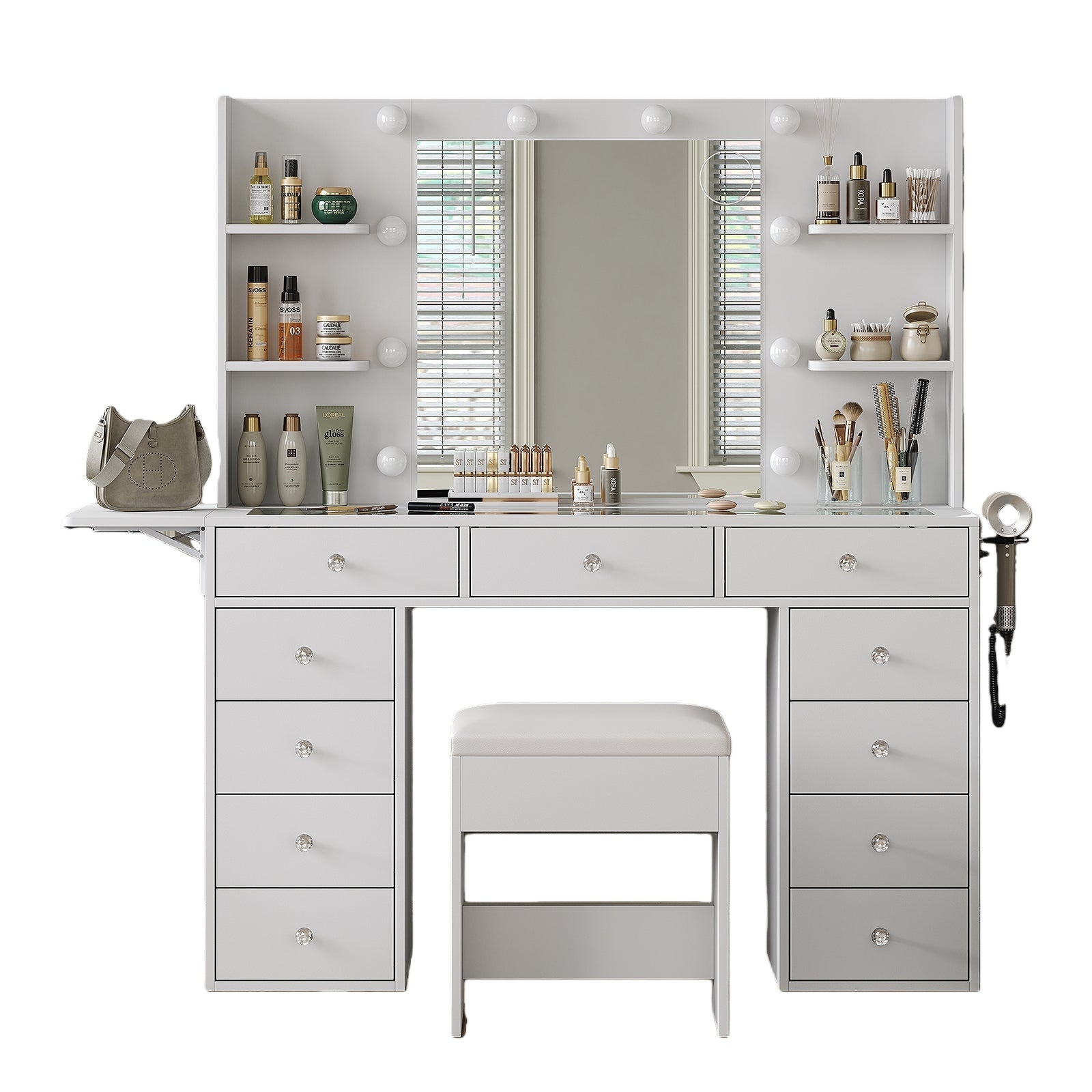 12-Drawer LED Mirror Vanity Desk - Vektaya - Vektaya – Yanosaku
