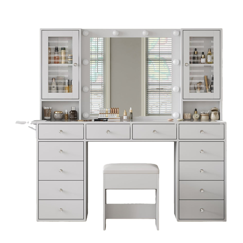 12-Drawer LED Mirror Vanity Desk