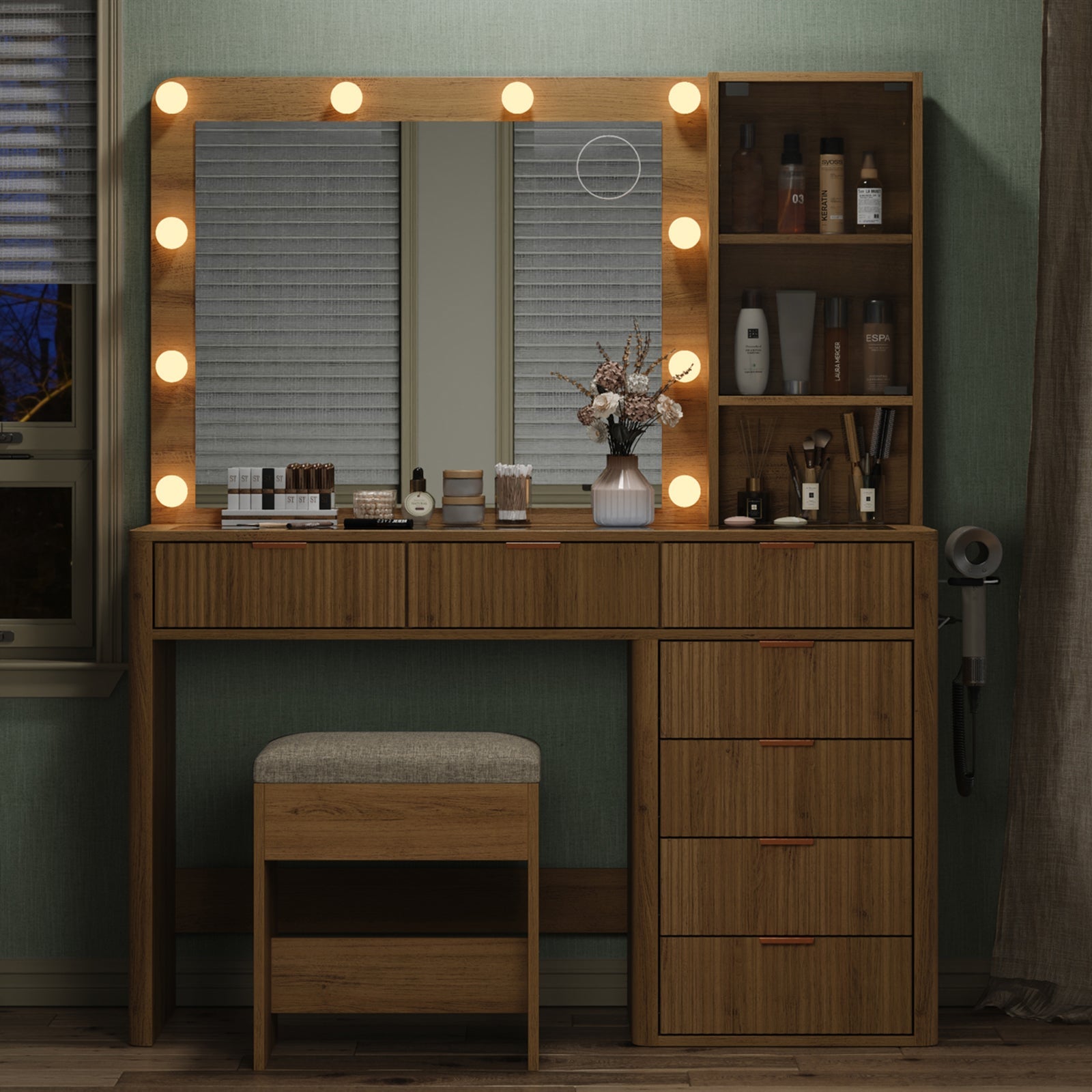7-Drawer LED Mirror Vanity Desk - Vektaya - Vektaya – Yanosaku