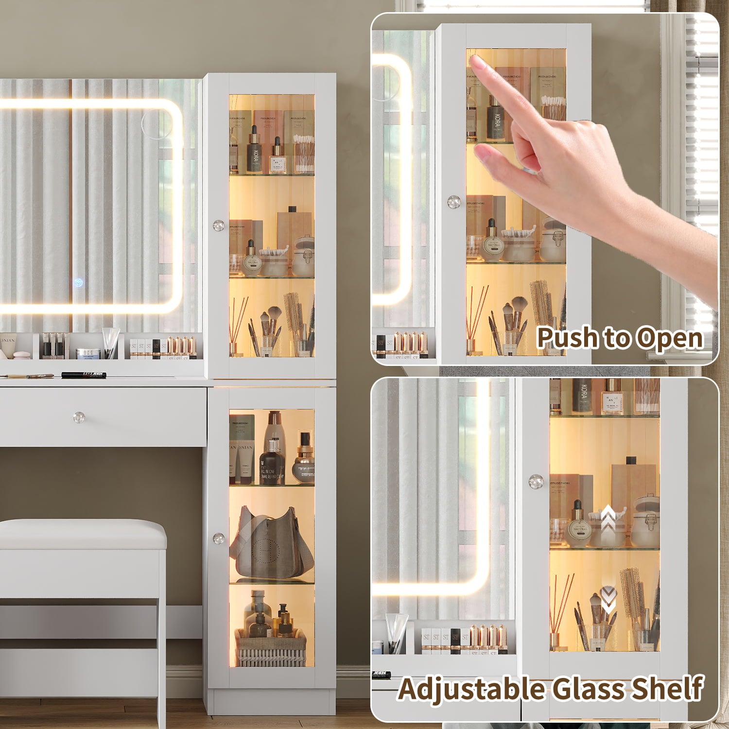 VD036 Bedroom Makeup Vanity desk with mirror, 6 Drawers | Vektaya