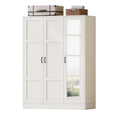 Modern 3-Door Wardrobe Armoire with Mirror, Shelves & Hanging Rod, White