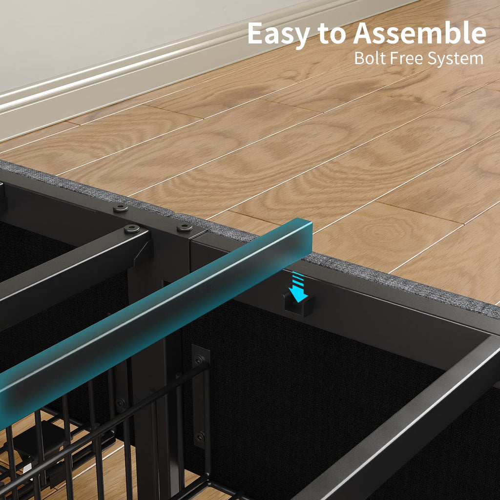 Yanosaku BF011 - BL Full/Queen/King Bed Frame with 6 Drawers, Easy Assembly, USB Charging, LED Headboard, No Box Spring Needed - Yanosaku SotreFurniture