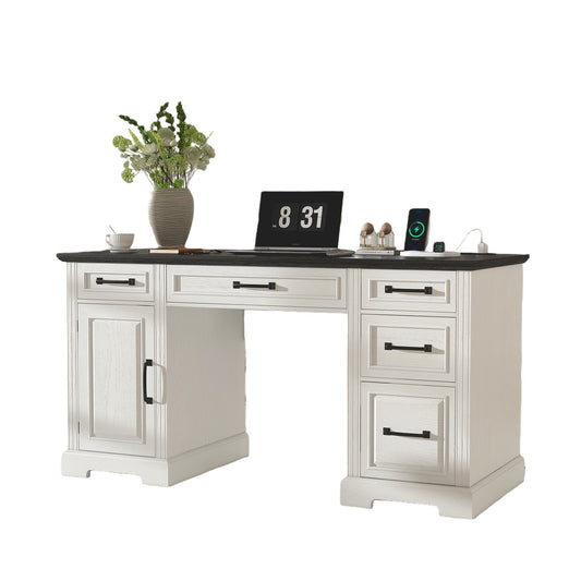 Vektaya CPT001 58'' Farmhouse Desk, White