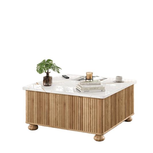 Vektaya US-CT001 Lift Top Coffee Table, Square, Faux-Marble