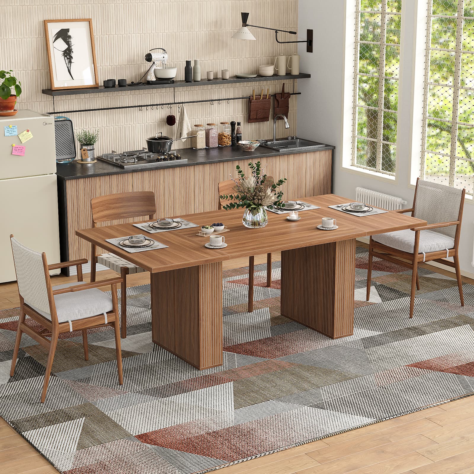 Yanosaku DT002 78.7" Rectangular Farmhouse Dining Table for 4–10 - Yanosaku SotreFurnitureDT002-BR