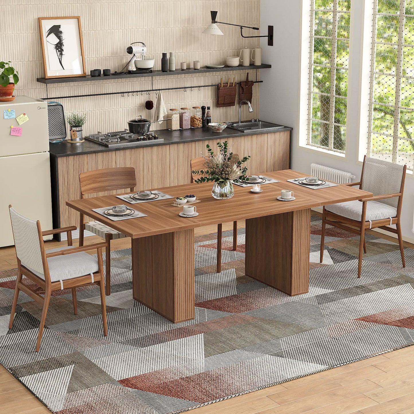 Yanosaku DT002 78.7" Rectangular Farmhouse Dining Table for 4–10 - Yanosaku SotreFurnitureDT002-BR