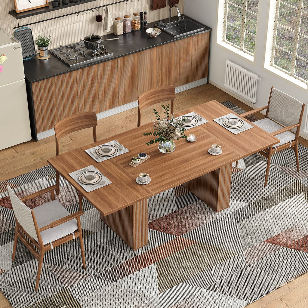 Yanosaku DT002 78.7" Rectangular Farmhouse Dining Table for 4–10 - Yanosaku SotreFurnitureDT002-BR