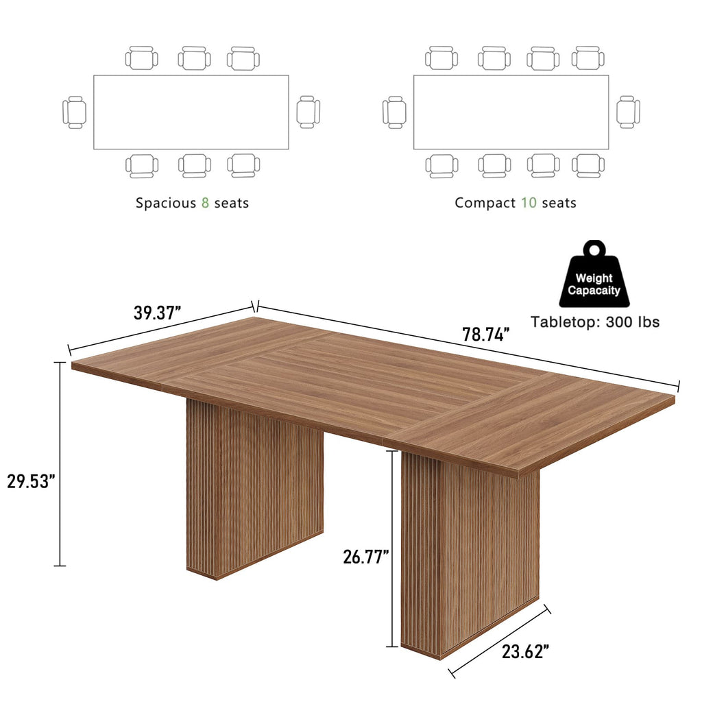 Yanosaku DT002 78.7" Rectangular Farmhouse Dining Table for 4–10 - Yanosaku SotreFurnitureDT002-BR