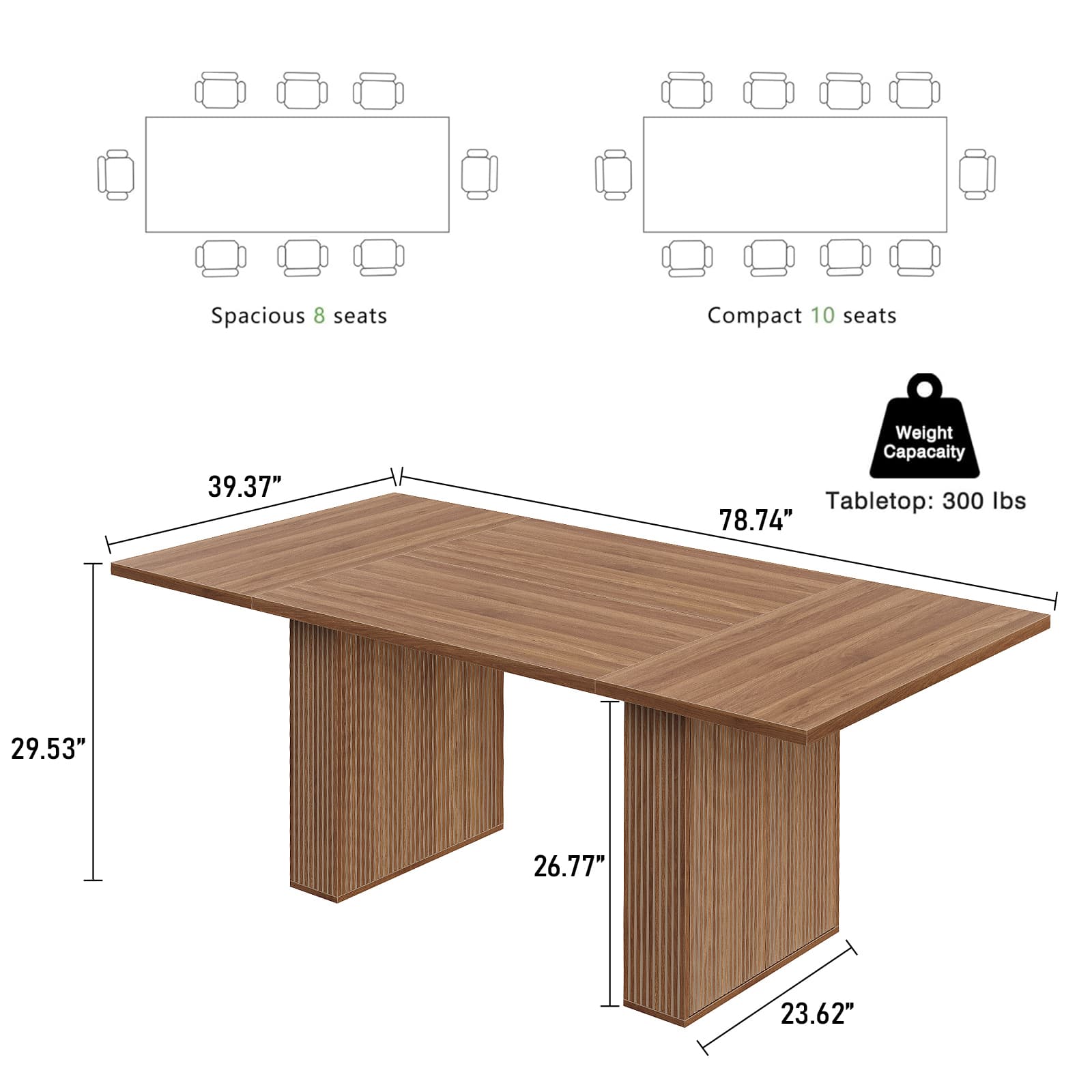 Yanosaku DT002 78.7" Rectangular Farmhouse Dining Table for 4–10 - Yanosaku SotreFurnitureDT002-BR