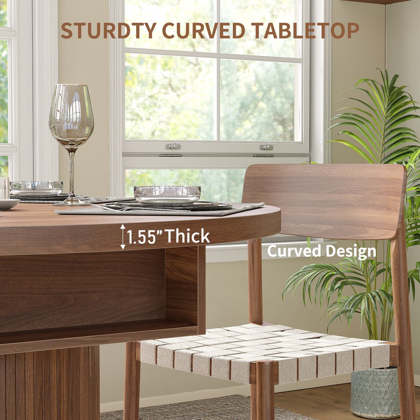 Yanosaku DT004 43" - 59" Extendable Round Dining Table for 4–8, Walnut - Yanosaku SotreDT004-WA