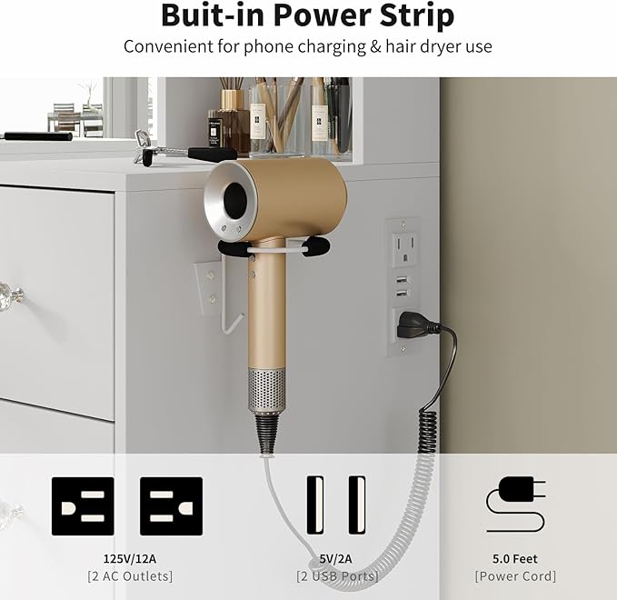 Yanosaku MC001 Vanity Cabinet with LED Mirror, 8 Drawers - Yanosaku SotreFurnitureMC001 - WH