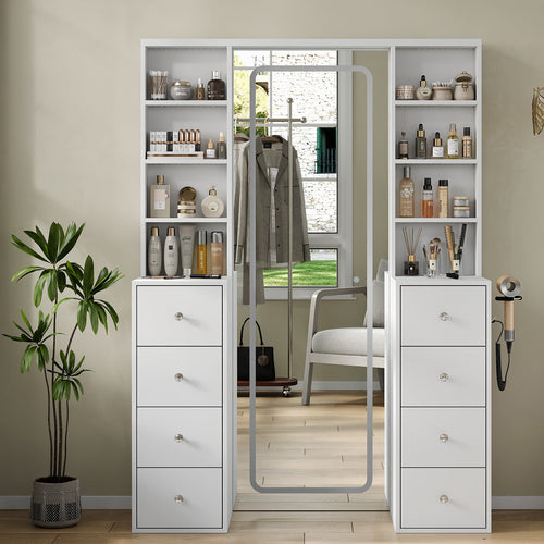 Yanosaku MC001 Vanity Cabinet with LED Mirror, 8 Drawers - Yanosaku SotreFurnitureMC001 - WH