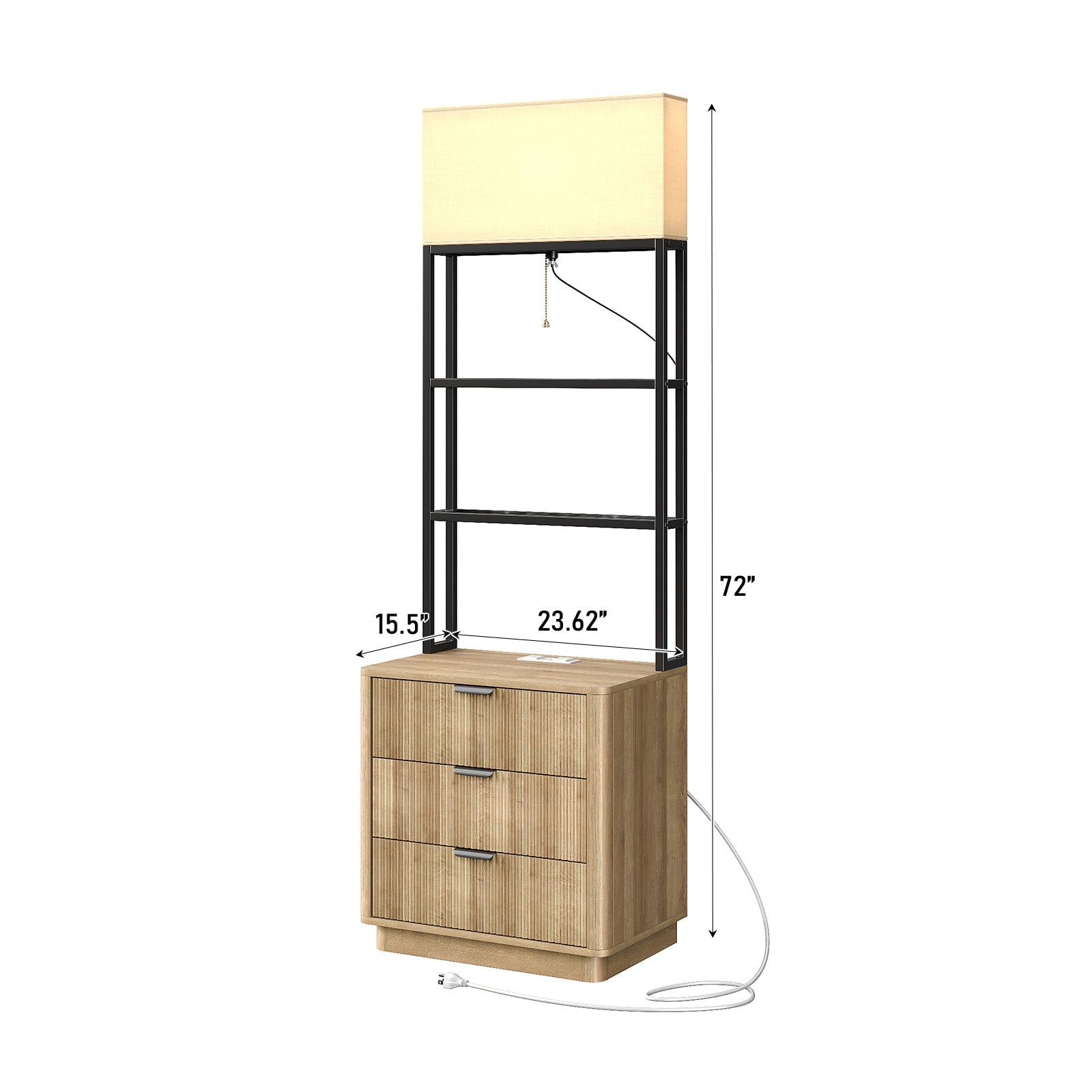 Yanosaku NS002 Nightstand Set of 2 with Charging Station, 3 Drawers - Yanosaku SotreFurnitureNS002 - NR - 2