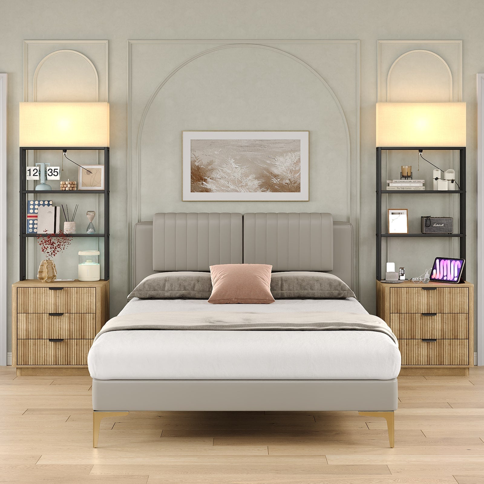 Yanosaku NS002 Nightstand Set of 2 with Charging Station, 3 Drawers - Yanosaku SotreFurnitureNS002 - NR - 2