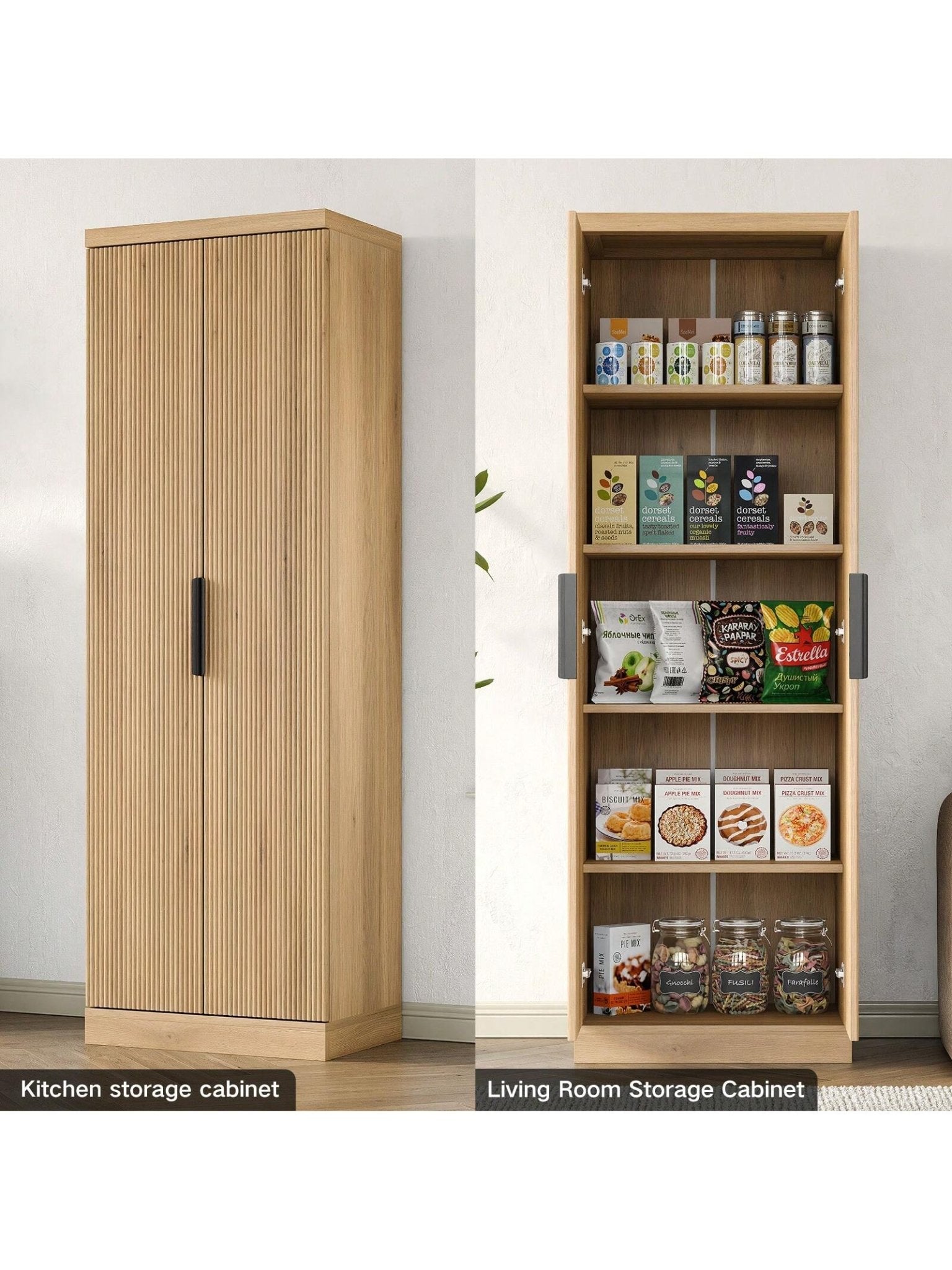 Yanosaku SC002 71'' Tall Storage Cabinet, 5 - Tier Fluted - Yanosaku SotreFurnitureSC002
