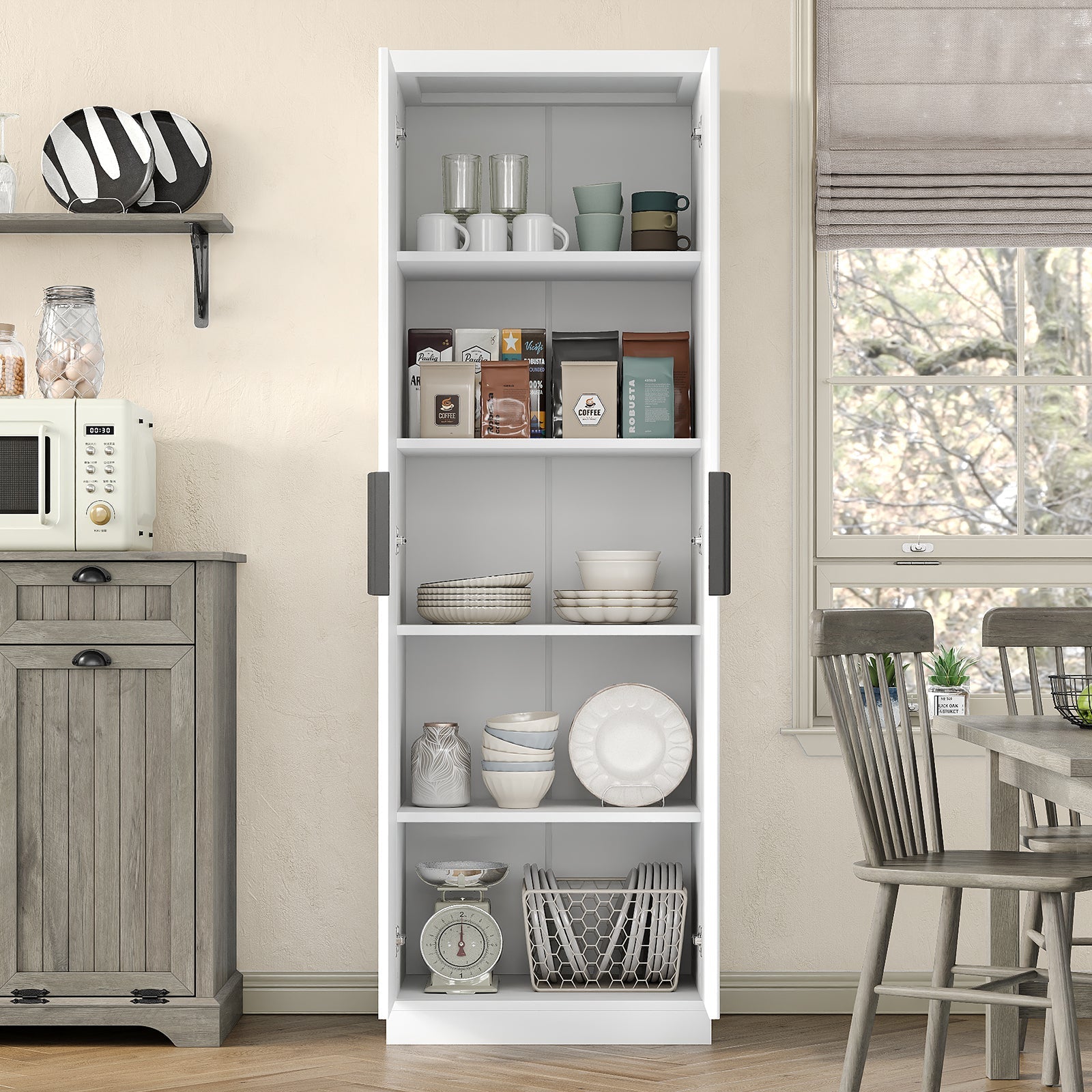 Yanosaku SC002 71'' Tall Storage Cabinet, 5 - Tier Fluted - Yanosaku SotreFurnitureSC004