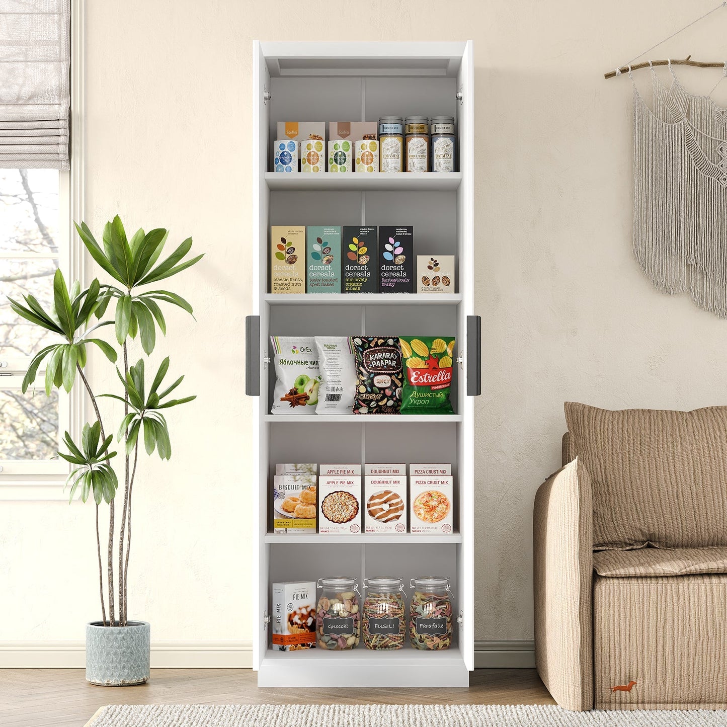 Yanosaku SC002 71'' Tall Storage Cabinet, 5 - Tier Fluted - Yanosaku SotreFurnitureSC004