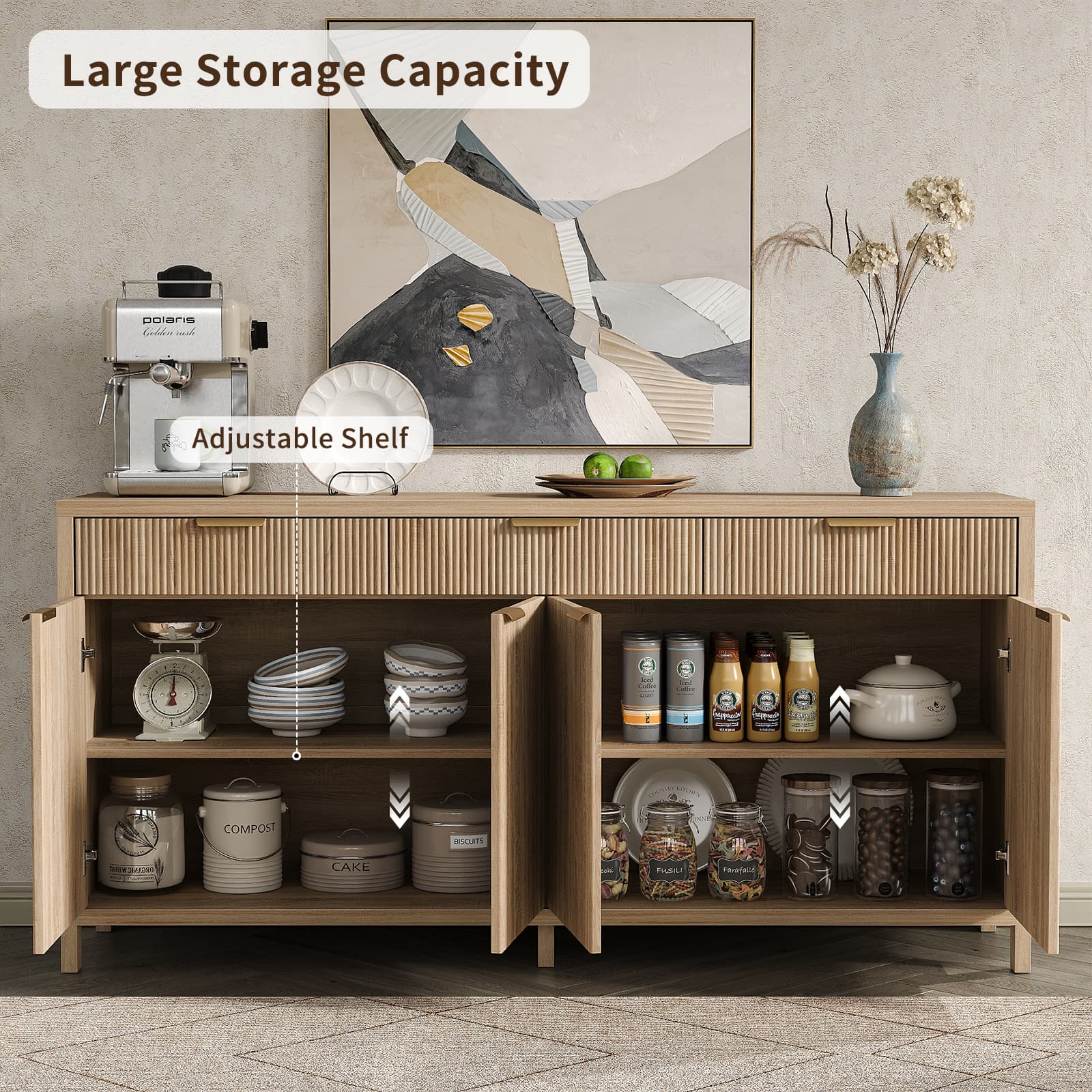 Yanosaku SC005 66'' Storage Cabinet with Drawers & Doors - Yanosaku SotreFurnitureSC005 - NR
